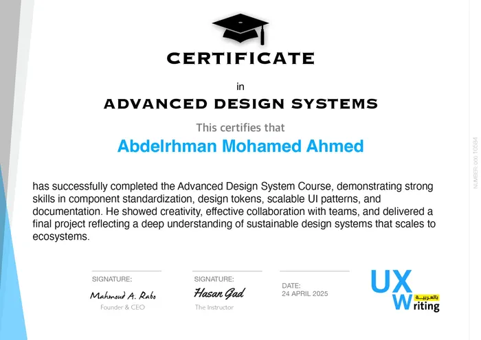 Advanced Course in Design Systems & UX Writing